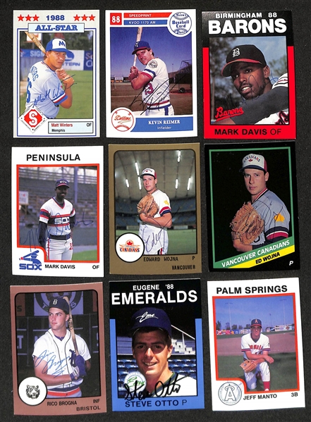 430+ Signed Minor League Baseball Cards Inc. Jim Edmonds, (2) Todd Zeile, (3) Carlos Baerga, Kenny Lofton, Luis Gonzalez, (2) Dave Hollins, Tim Wakefield, (3) Scott Brosius, , + (JSA Auction Letter)