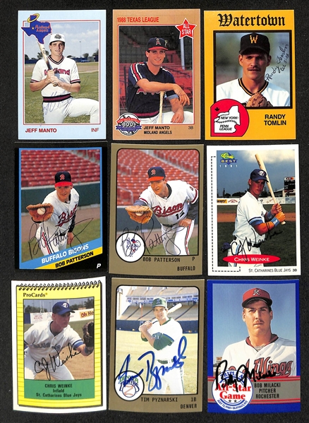 430+ Signed Minor League Baseball Cards Inc. Jim Edmonds, (2) Todd Zeile, (3) Carlos Baerga, Kenny Lofton, Luis Gonzalez, (2) Dave Hollins, Tim Wakefield, (3) Scott Brosius, , + (JSA Auction Letter)