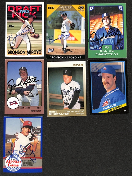 430+ Signed Minor League Baseball Cards Inc. Jim Edmonds, (2) Todd Zeile, (3) Carlos Baerga, Kenny Lofton, Luis Gonzalez, (2) Dave Hollins, Tim Wakefield, (3) Scott Brosius, , + (JSA Auction Letter)