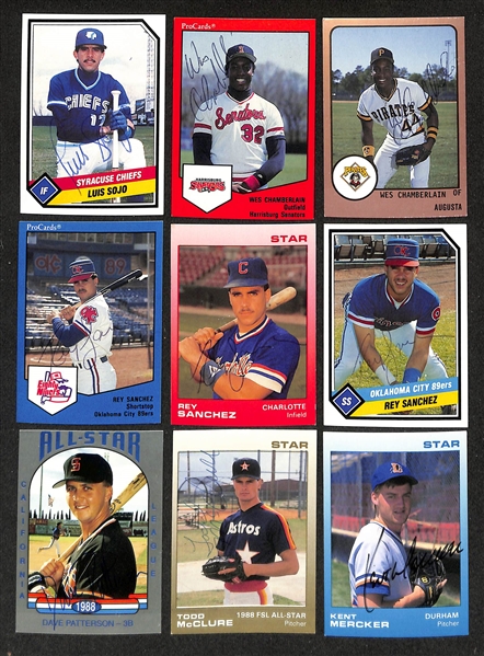 430+ Signed Minor League Baseball Cards Inc. Juan Gonzalez, (2) Brian McRae, Pat Mahomes Sr., (3) Tommy Greene, Jim Leyritz, + (JSA Auction Letter)