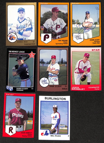 430+ Signed Minor League Baseball Cards Inc. Juan Gonzalez, (2) Brian McRae, Pat Mahomes Sr., (3) Tommy Greene, Jim Leyritz, + (JSA Auction Letter)