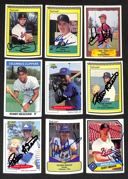 400+ Signed Minor League Baseball Cards Inc. Jeff Bagwell, Derek Lee, (3) Carlos Delgado, Kevin Brown, (2) Billy Bean, Chuck Knoblauch, Pat Mahomes, (2) John Wetteland, + (JSA Auction Letter)