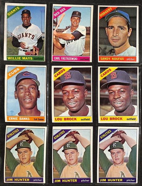 Lot of Approx (200) 1959-1968 Topps Baseball Cards (Mostly 1966) w. 1966 Willie Mays & 1966 Sandy Koufax
