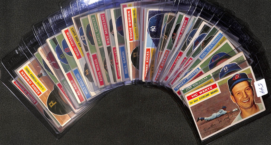 Lot of (32) 1956 Topps Baseball Cards w. Vic Wertz & Jim Gilliam