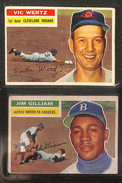 Lot of (32) 1956 Topps Baseball Cards w. Vic Wertz & Jim Gilliam