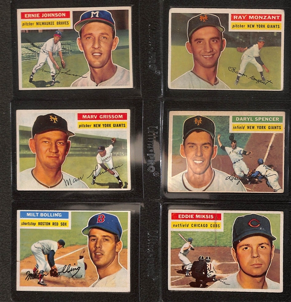 Lot of (32) 1956 Topps Baseball Cards w. Vic Wertz & Jim Gilliam