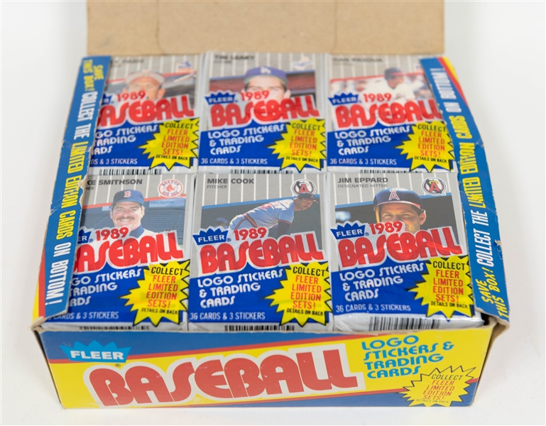 Sealed Wax & Book Lot - 1950 Connie Mack's Baseball Book, 1989 Fleer Baseball Cello Wax Box, 1991 Leaf Baseball 1st Series Wax Box, & 1991 ProSet Football Series 1 Wax Box