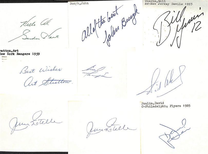 Lot of (80+) Mostly Hockey Signed Index Cards w. Gordie Howe (JSA Auction Letter)