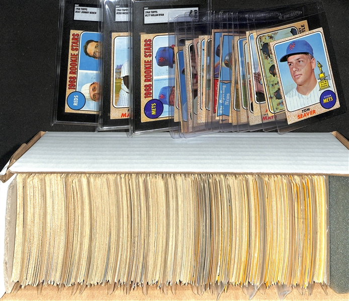 1968 Topps Baseball Complete Set (All 598 Cards!) in Mostly VG-EX Condition w. Nolan Ryan Rookie #177 Graded SGC 4, Mantle #280 Graded SGC 4.5, Johnny Bench Rookie #247 Graded SGC Authentic