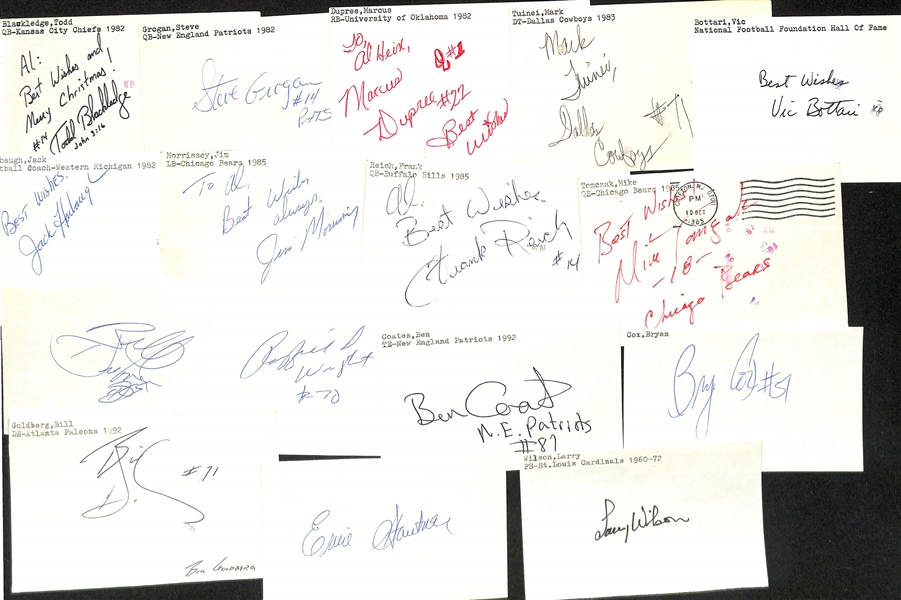 Lot of (100+) Signed Mostly Football Index Cards inc. Larry Csonka, Joe Walton, Andy Robustelli, Tony Siragusa, + (JSA Auction Letter)