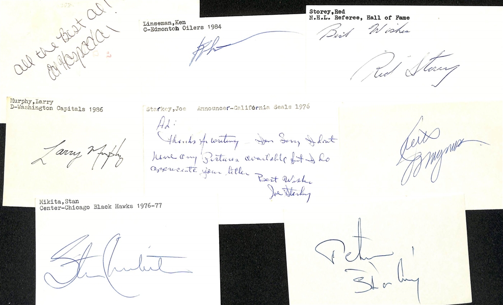 Lot of (200+) Signed Mostly Hockey Index Cards inc. Tony Esposito, Paul Coffey, Gil Perreault, Jack O'Callahan, + (JSA Auction Letter)