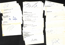 Lot of (200+) Signed Mostly Hockey Index Cards inc, Bob Probert, Craig Ramsay, Ed Belfour, Jim Craig, Brian Propp, + (JSA Auction Letter)