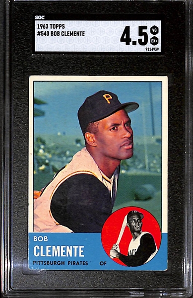 1963 Topps Graded Lot of (4) w. Hank Aaron (SGC 6), Stargell Rookie (SGC 5), Roberto Clemente (SGC 4.5), Willie McCovey (SGC 5)