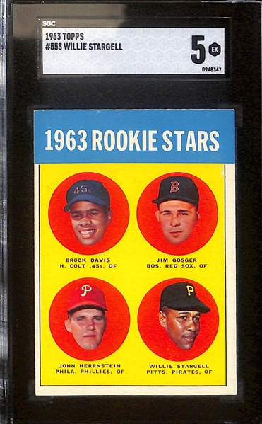 1963 Topps Graded Lot of (4) w. Hank Aaron (SGC 6), Stargell Rookie (SGC 5), Roberto Clemente (SGC 4.5), Willie McCovey (SGC 5)