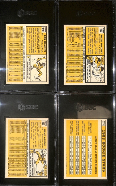 1963 Topps Graded Lot of (4) w. Hank Aaron (SGC 6), Stargell Rookie (SGC 5), Roberto Clemente (SGC 4.5), Willie McCovey (SGC 5)