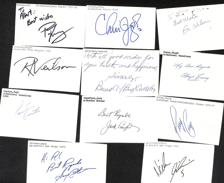 Lot of (50+) Signed Mostly Hockey Index Cards inc. Pavel Bure, Jaromir Jagr, Theoren Fleury, + (JSA Auction Letter)
