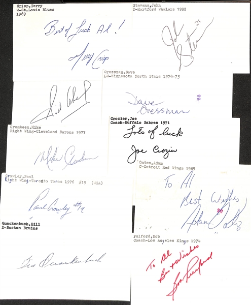 Lot of (50+) Signed Mostly Hockey Index Cards inc. Mario Lemieux, Darryl Sutter, Jean Potvin, Roger Crozier, + (JSA Auction Letter)
