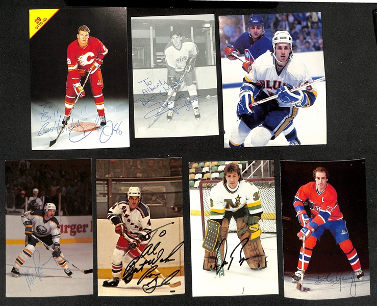 Lot of (100+) Signed Mostly Team Issued Hockey Photo Cards inc Patrick Roy + (JSA Auction Letter)