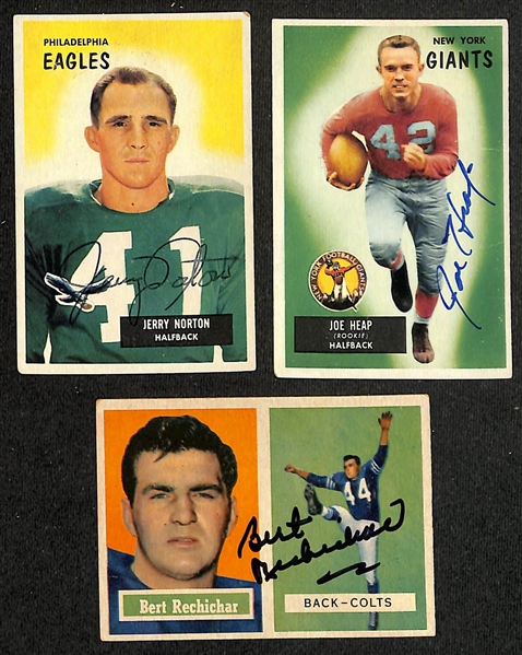 (14) Signed 1955 & 1957 Topps Football Cards inc. Alex Sandusky, Leo Sanford, Jack Butler, Jerry Norton, + (JSA Auction Letter)