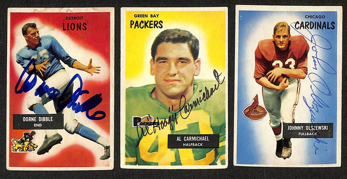 (14) Signed 1955 & 1957 Topps Football Cards inc. Alex Sandusky, Leo Sanford, Jack Butler, Jerry Norton, + (JSA Auction Letter)