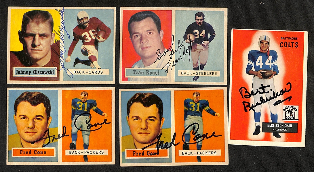 (14) Signed 1955 & 1957 Topps Football Cards inc. Alex Sandusky, Leo Sanford, Jack Butler, Jerry Norton, + (JSA Auction Letter)