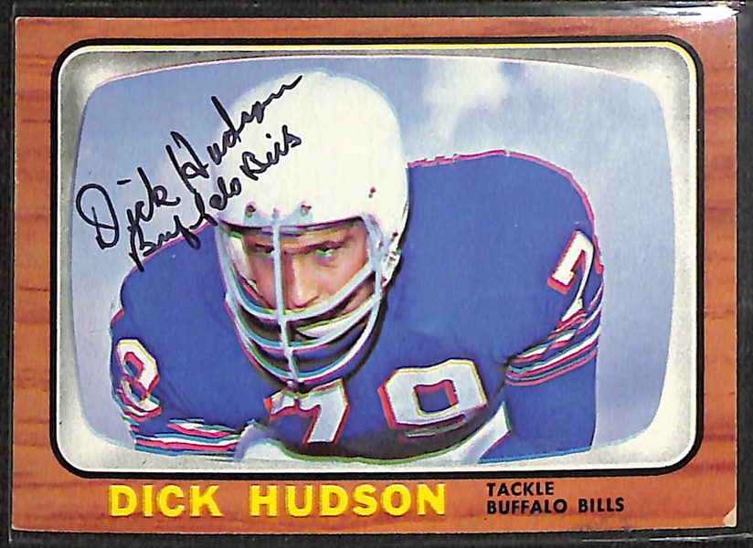 (14) Signed 1966 Topps Football Cards w. Dick Hudson, Matt Snell, Steve DeLong, Pete Beathard, Bobby Hunt, Jim Dunaway, Mickey Slaughter, Pat Shea, Chuck Allen, Glenn Bass, Al Bemiller, Paul...