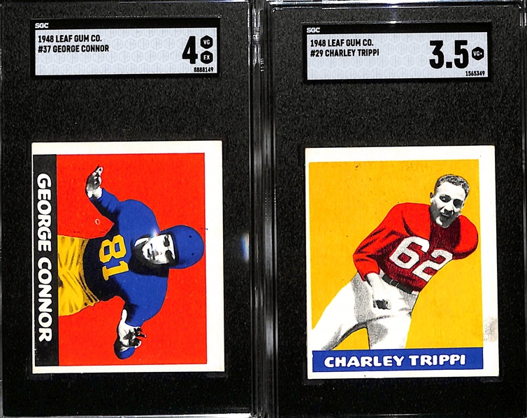 1948 Leaf Football HOF Rookie Lot - George Connor #37 (SGC 4) and Charley Trippi #29 (SGC 3.5)