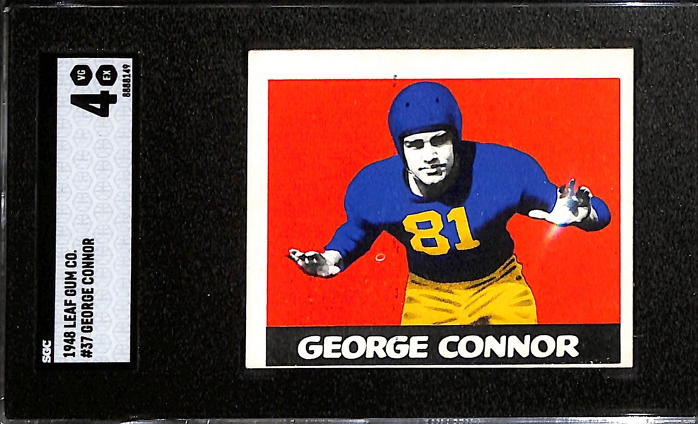 1948 Leaf Football HOF Rookie Lot - George Connor #37 (SGC 4) and Charley Trippi #29 (SGC 3.5)