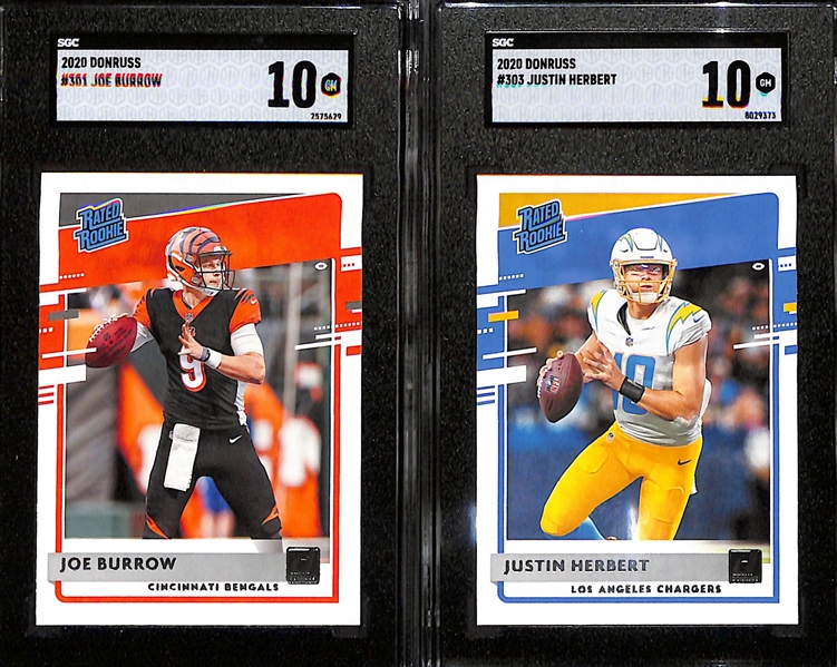 2020 Donruss SGC 10 Gem Mint Rookie Lot - Joe Burrow & Justin Herbert