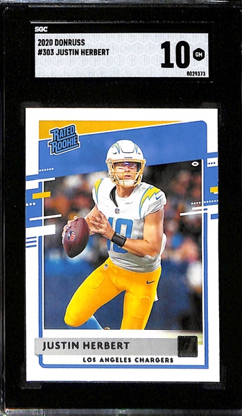 2020 Donruss SGC 10 Gem Mint Rookie Lot - Joe Burrow & Justin Herbert