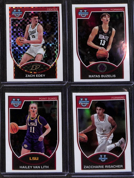 2023-24 Bowman University Chrome 30-Card Rookie Refractor Insert Set (2007-08 Bowman Inserts) w. Caitlin Clark, Angel Reese, Bronny James, Paige Bueckers, Zach Edey (x-fractor), Matas Buzelis,...