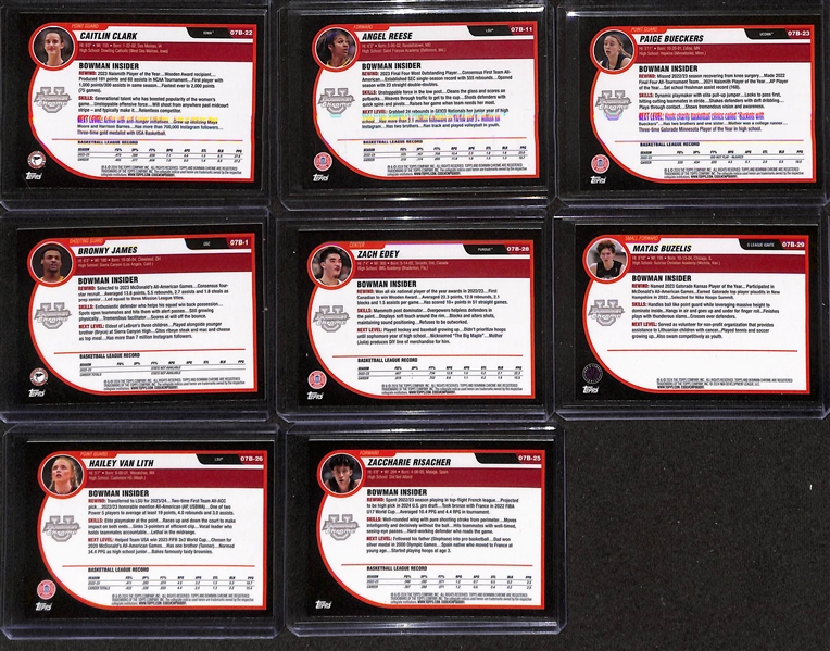 2023-24 Bowman University Chrome 30-Card Rookie Refractor Insert Set (2007-08 Bowman Inserts) w. Caitlin Clark, Angel Reese, Bronny James, Paige Bueckers, Zach Edey (x-fractor), Matas Buzelis,...