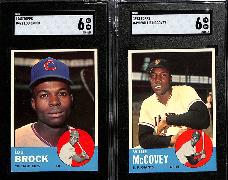 1963 Topps Baseball Partial Set - 516 of 576 Cards - w. #472 Lou Brock SGC 6 & #490 Willie McCovey SGC 6