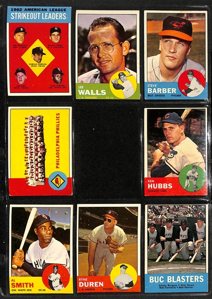 1963 Topps Baseball Partial Set - 516 of 576 Cards - w. #472 Lou Brock SGC 6 & #490 Willie McCovey SGC 6