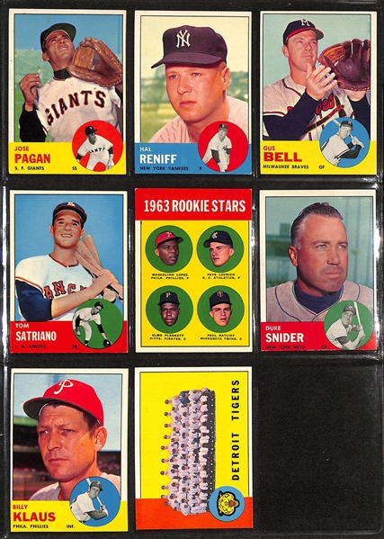 1963 Topps Baseball Partial Set - 516 of 576 Cards - w. #472 Lou Brock SGC 6 & #490 Willie McCovey SGC 6