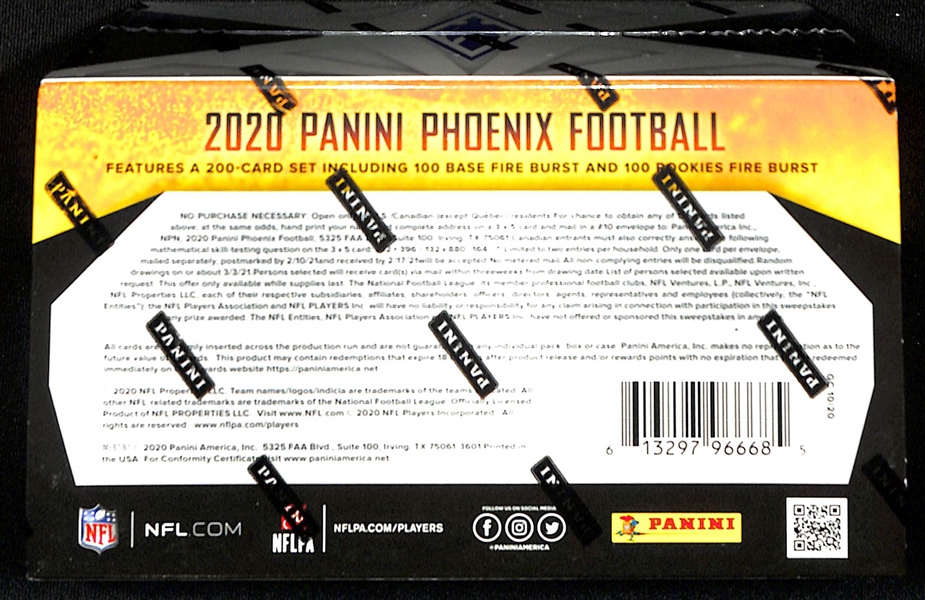 2020 Panini Phoenix Football 200-Card Complete Set - All Cards Are Fireburst Insert Short-Prints (Rookies of Burrow, Herbert, Hurts, Tagovailoa, Lamb, Jefferson; Plus Stars like Tom Brady!)