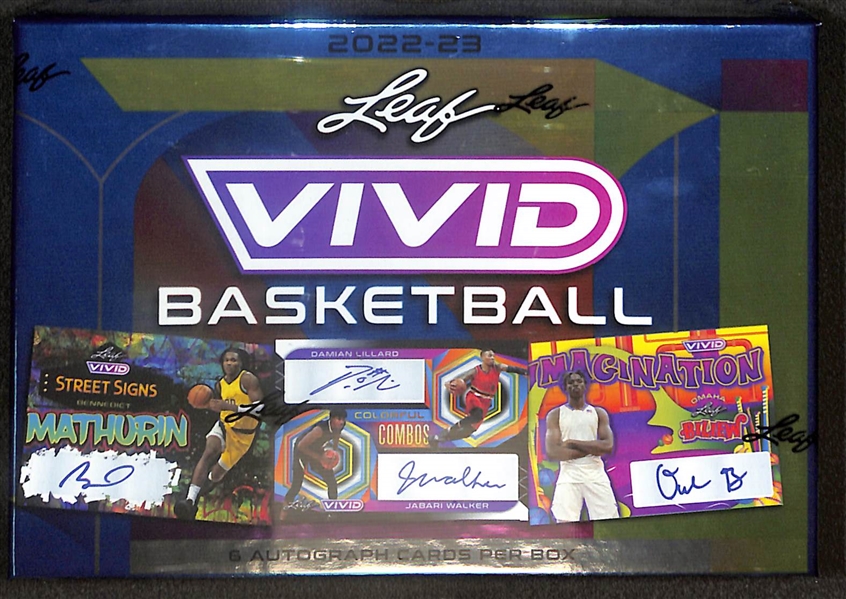 2022/23 Leaf Vivid Basketball Hobby Box - Sealed (6 autos)