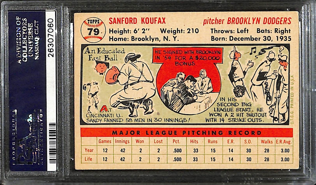 1956 Topps Sandy Koufax (2nd Year) #79 Graded PSA 5.5