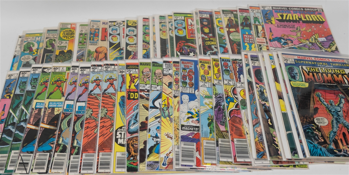 Lot of (48) Marvel Comics w. Marvel Saga, Double Feature, Premiere, Spotlight and more.