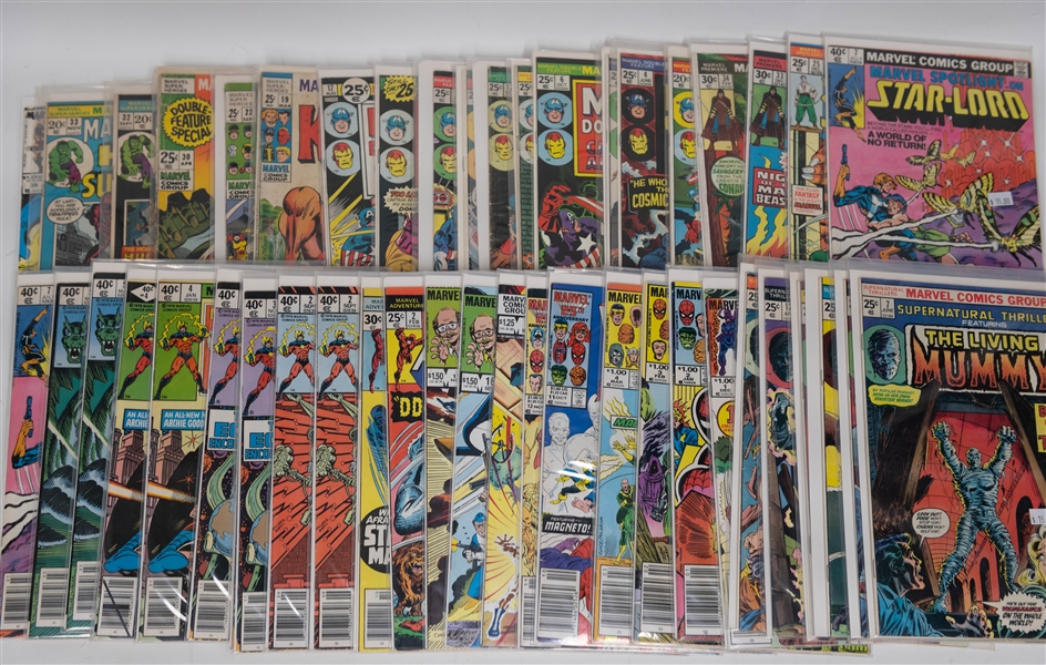 Lot of (48) Marvel Comics w. Marvel Saga, Double Feature, Premiere, Spotlight and more.