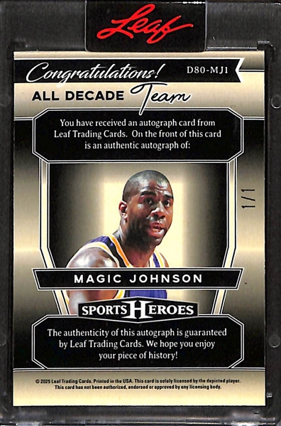 2025 Leaf Sports Heroes Autographed Magic Johnson #1/1 Card