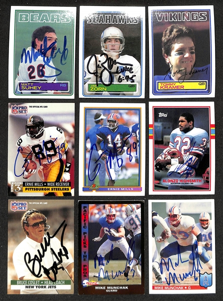 450+ Signed Football Cards w. Dan Fouts, Anthony Munoz, Dwight Clark, (4) Tim Brown, Harry Carson, Randy Cross, (4) Joe Jacoby, + (JSA Auction Letter)