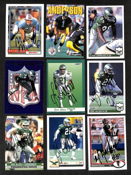 450+ Signed Football Cards w. Dan Fouts, Anthony Munoz, Dwight Clark, (4) Tim Brown, Harry Carson, Randy Cross, (4) Joe Jacoby, + (JSA Auction Letter)