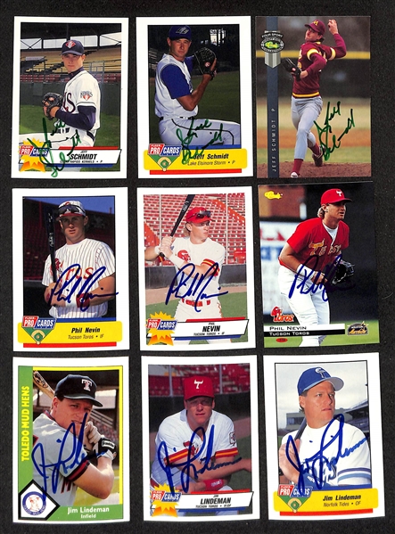 450+ Signed Minor League Baseball Cards w. Jorge Posada, Rafael Palmeiro, Mike Greenwell, (2) Brett Gardner, (2) Edgar Renteria, (5) Jeff Schmidt, (3) Phil Nevin,(3)  Jim Lindeman, + (JSA Auction...
