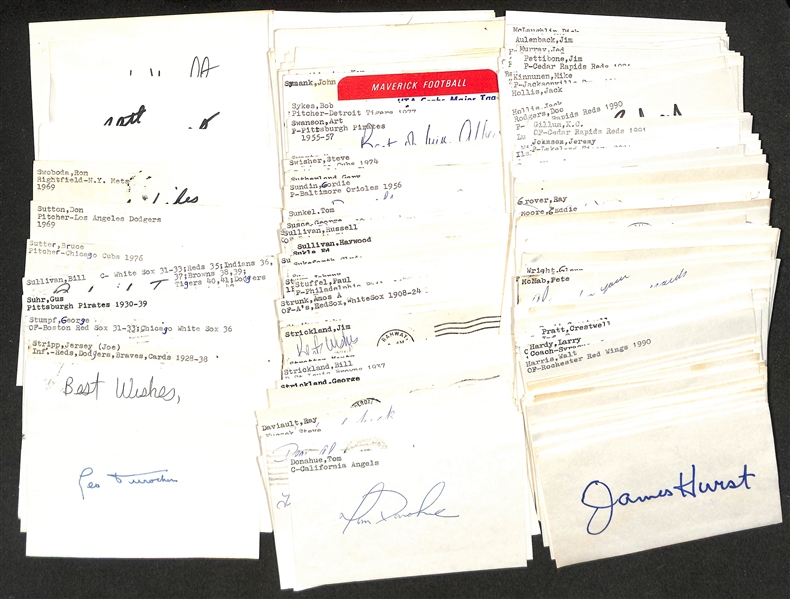 Lot of (200+) Signed Mostly Baseball Index Cards w. (2) Leo Durocher (JSA Auction Letter)