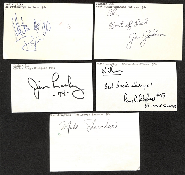 Lot of (145+) Signed Mostly Football Index Cards w. Tex Schrom & Sid Luckman (JSA Auction Letter)