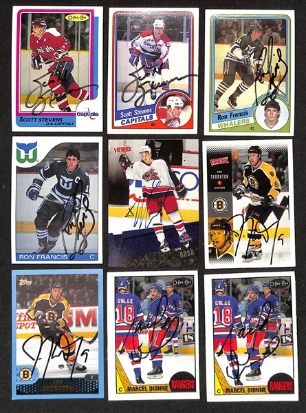 Lot of (300+) Signed Hockey Cards inc. (2) Scott Stevens, (2) Ron Francis, Rick Nash, (2) Joe Thornton, + (JSA Auction Letter)