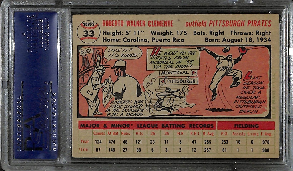 1956 Topps Roberto Clemente (2nd Year) #33 Graded PSA 4