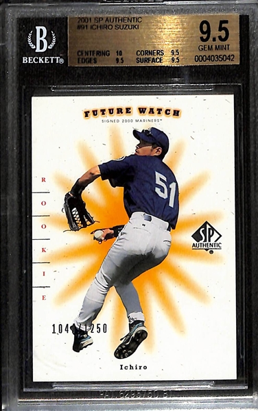 2001 SP Authentic #91 Ichiro Suzuki #1004/1250 RC BGS 9.5 HOFer