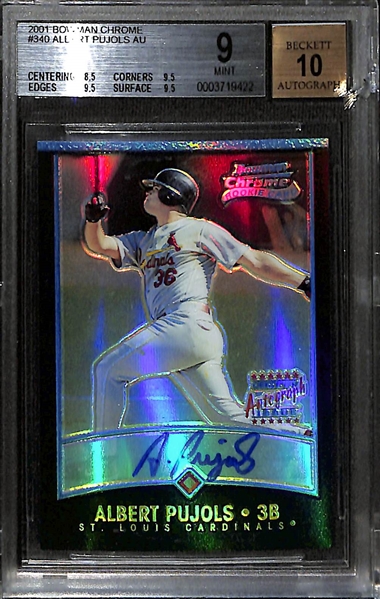 2001 Bowman Chrome Albert Pujols Autographed Rookie Refractor #316/500 Graded BGS 9 (10 Auto Grade) - Amazing Eye Appeal & Autograph Quality